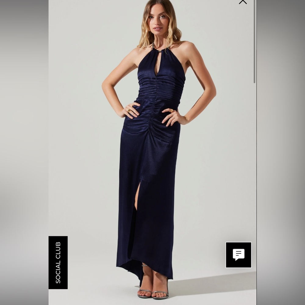 Stella Ruched Halter Maxi Dress